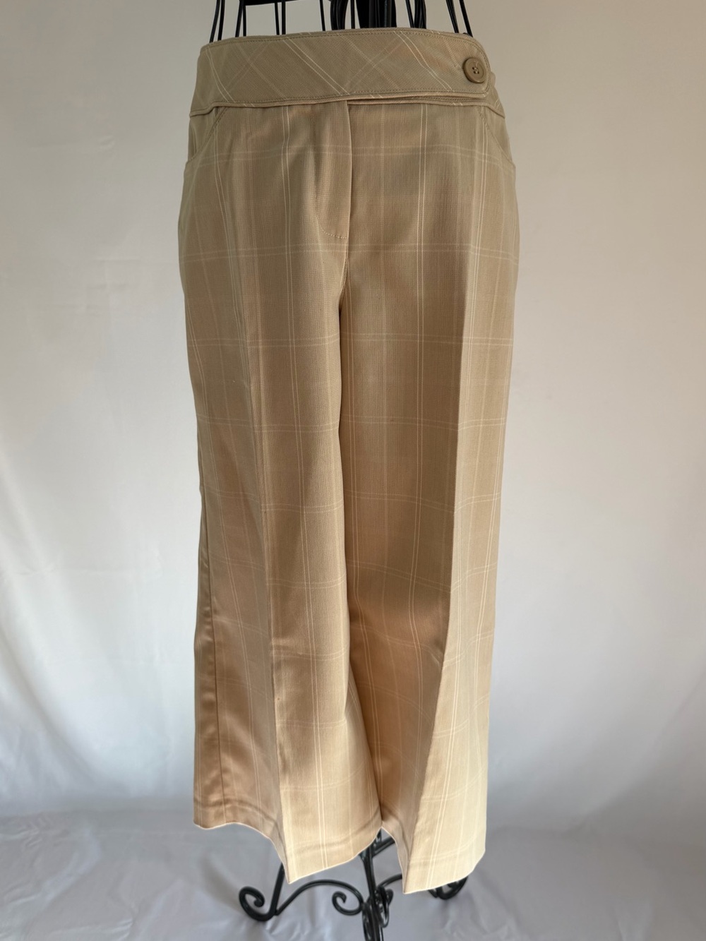 White House Black Market Tan Plaid Wide-Leg Women’s Pants